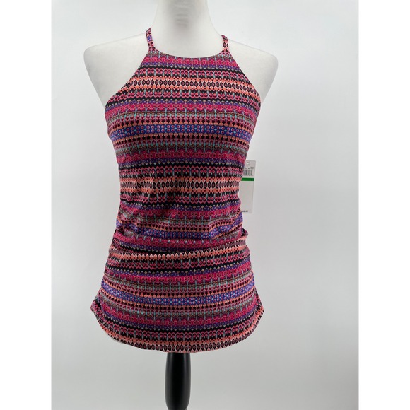 Anne Cole Other - Anne Cole Tankini Swim Top Womens Large Pink Print Padded Halter Ruched Side NWT